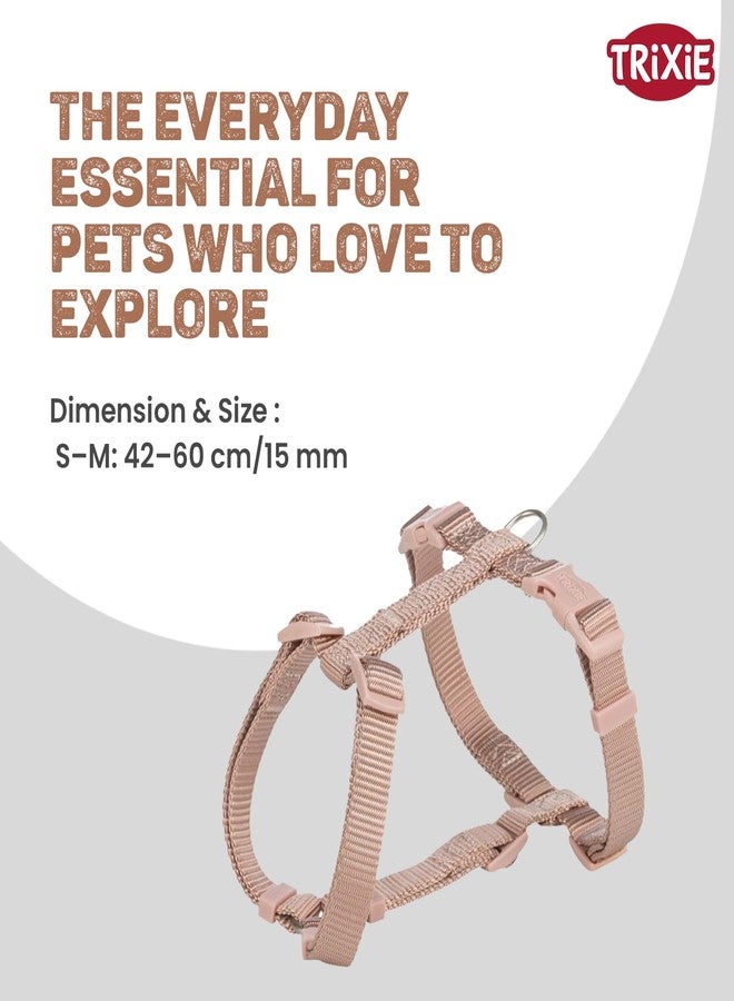 Trixie Premium H-Harness for Small to Medium Dogs, Adjustable 42-60 cm, Comfortable Dog Walking Harness - Blush Color, 15 mm Strap - Image 4